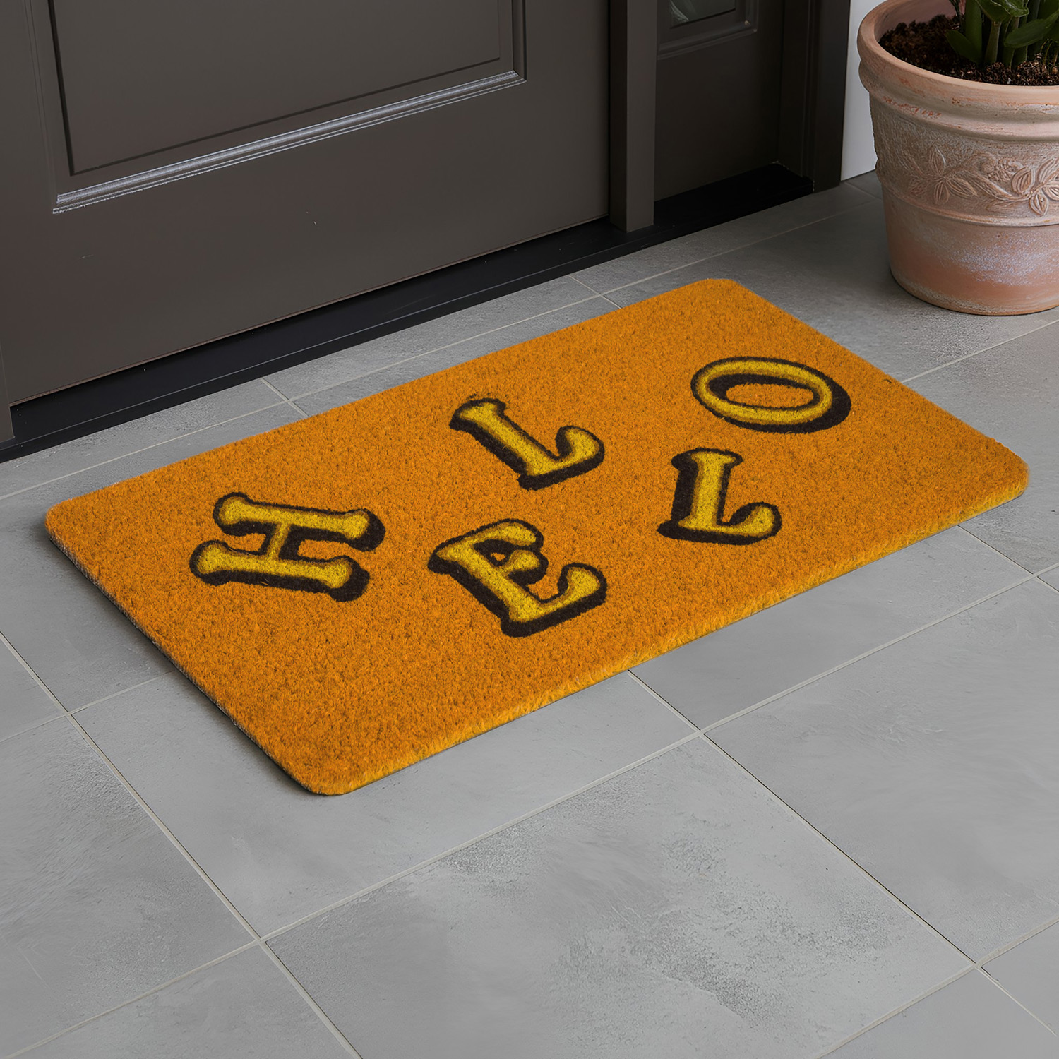Zerbino 40x70 cm Hello arancione Zerbinomania