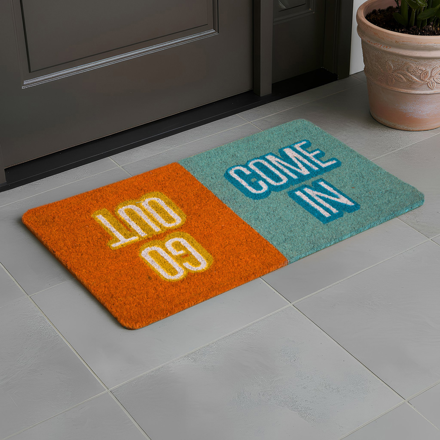 Zerbino 40x70 cm arancione blu Zerbinomania