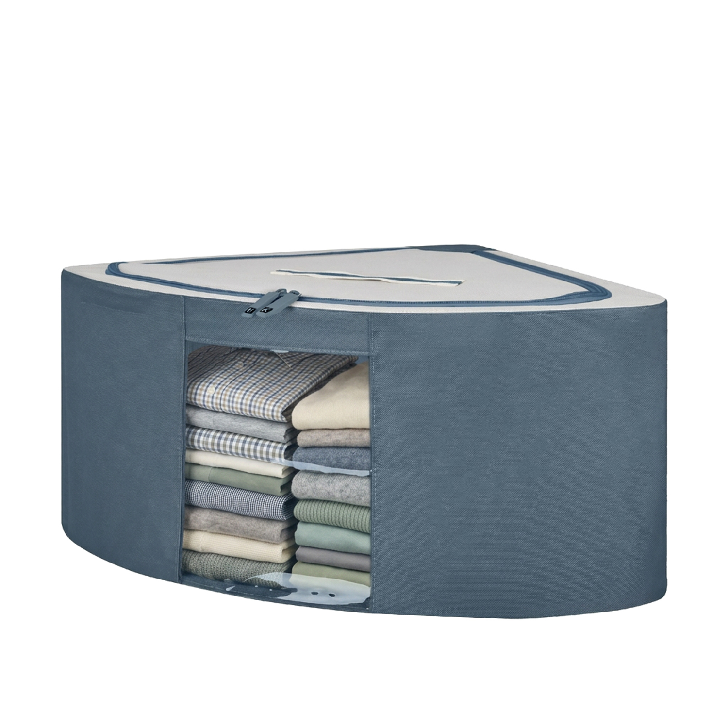 Scatola armadio angolare 63x28x48 cm doppia cerniera blu