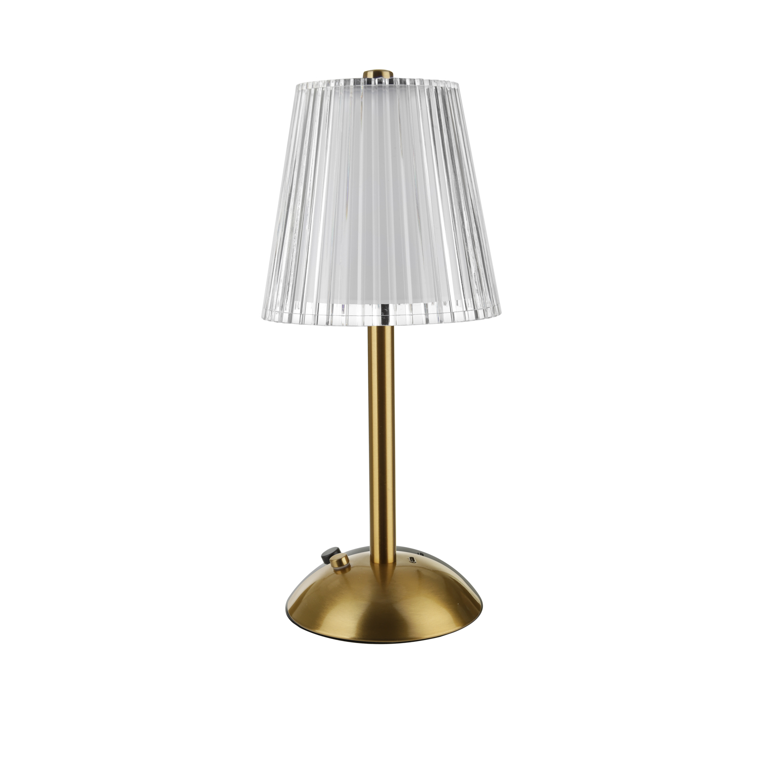 Lampada da tavolo touch 29 cm oro paralume righe