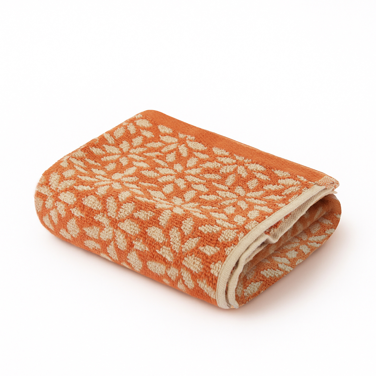 Asciugamano viso 50x100 cm fiori arancione in cotone