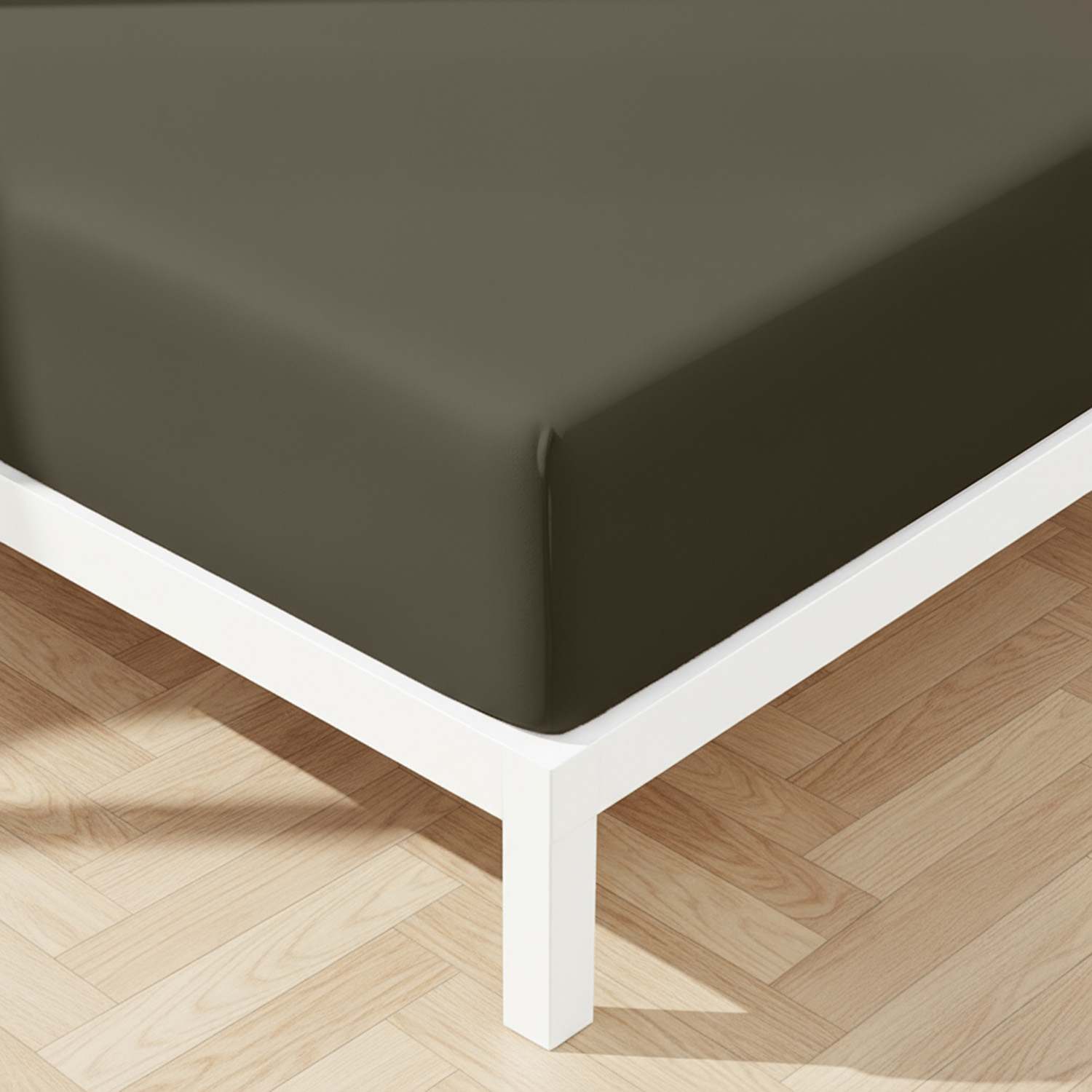 Lenzuolo singolo con angoli in microfibra mano pesca marrone scuro