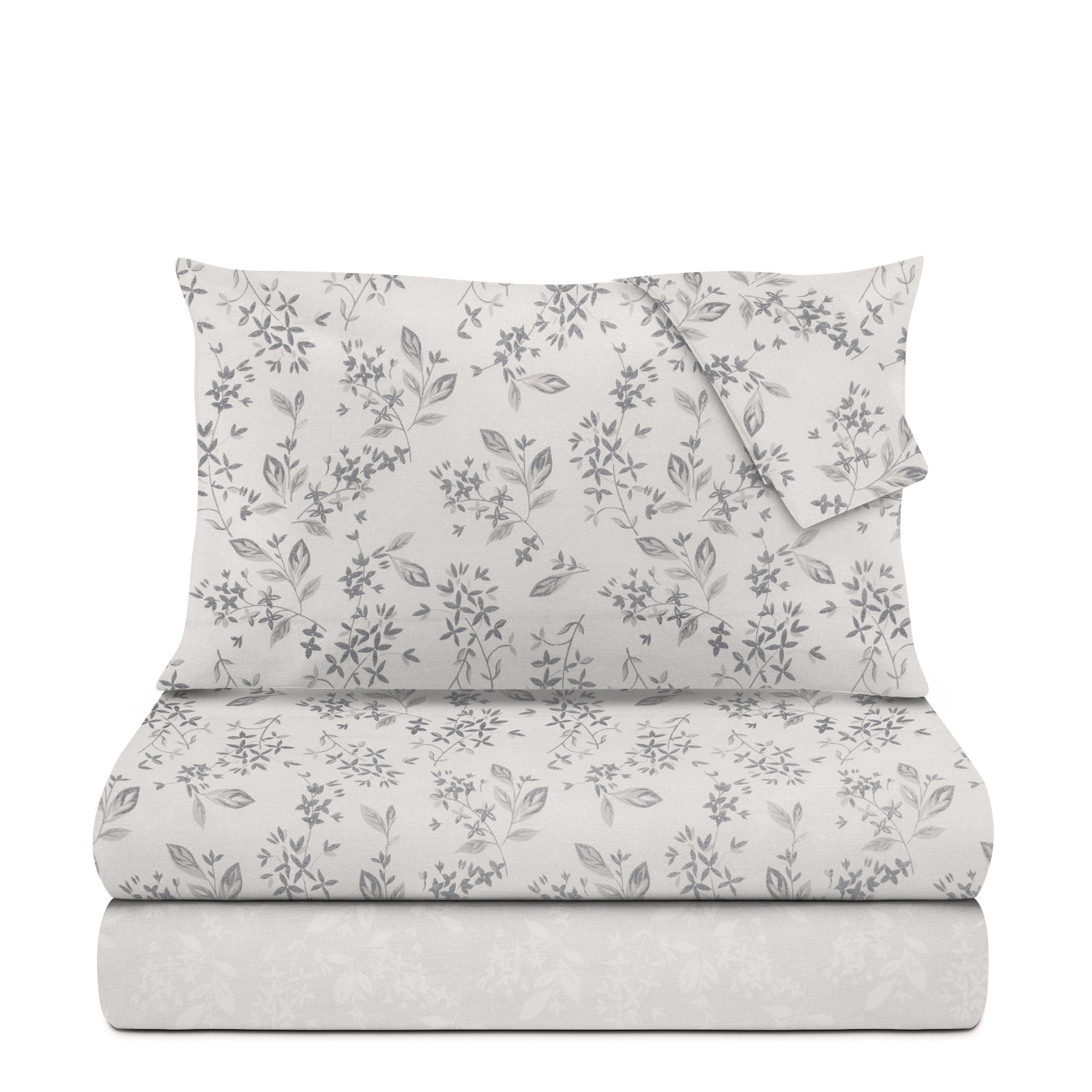 Completo letto matrimoniale in cotone grigio Eden