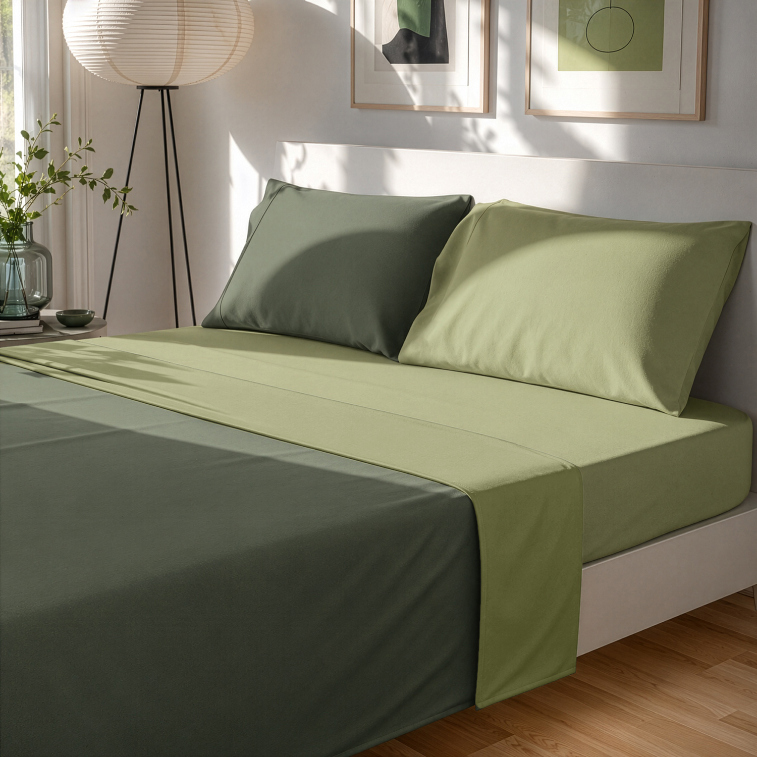 Completo letto matrimoniale manopesca verde bicolore