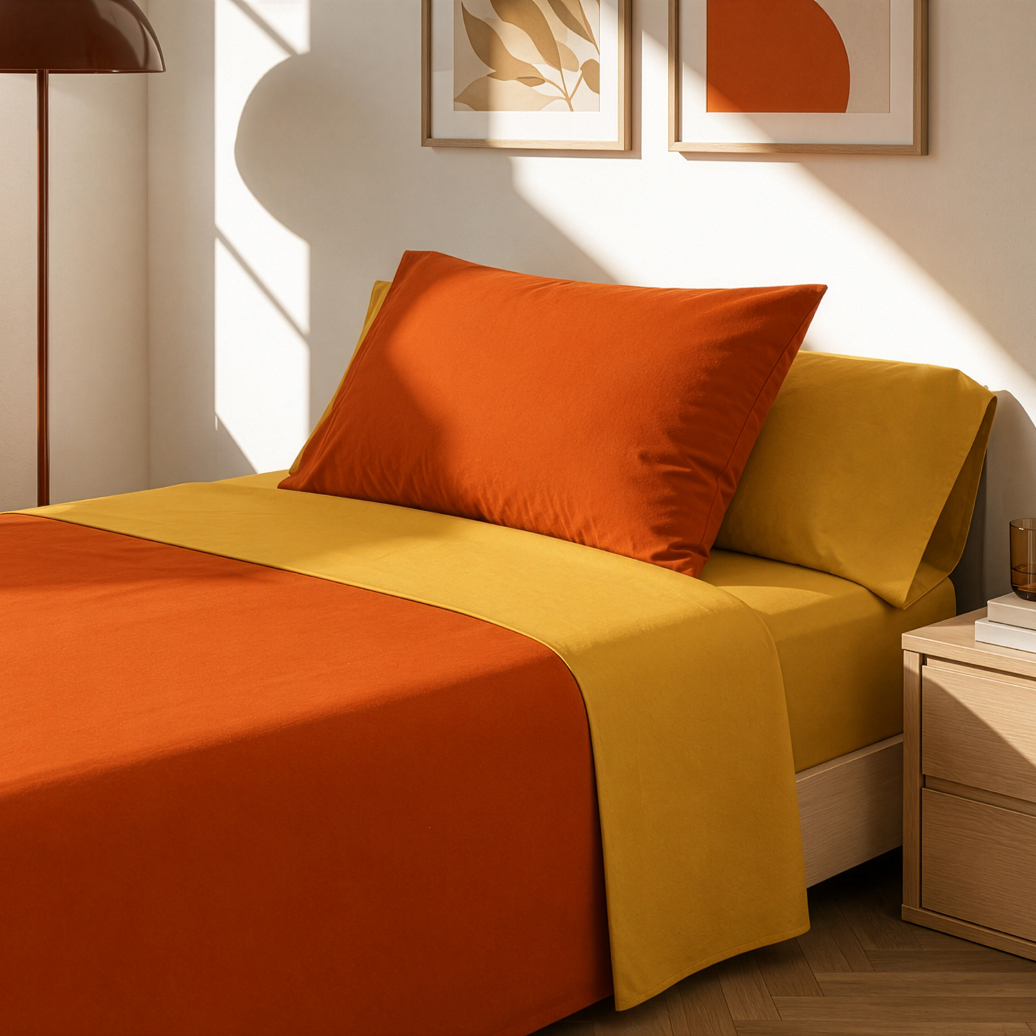 Completo letto 1 piazza e mezza manopesca ruggine bicolore