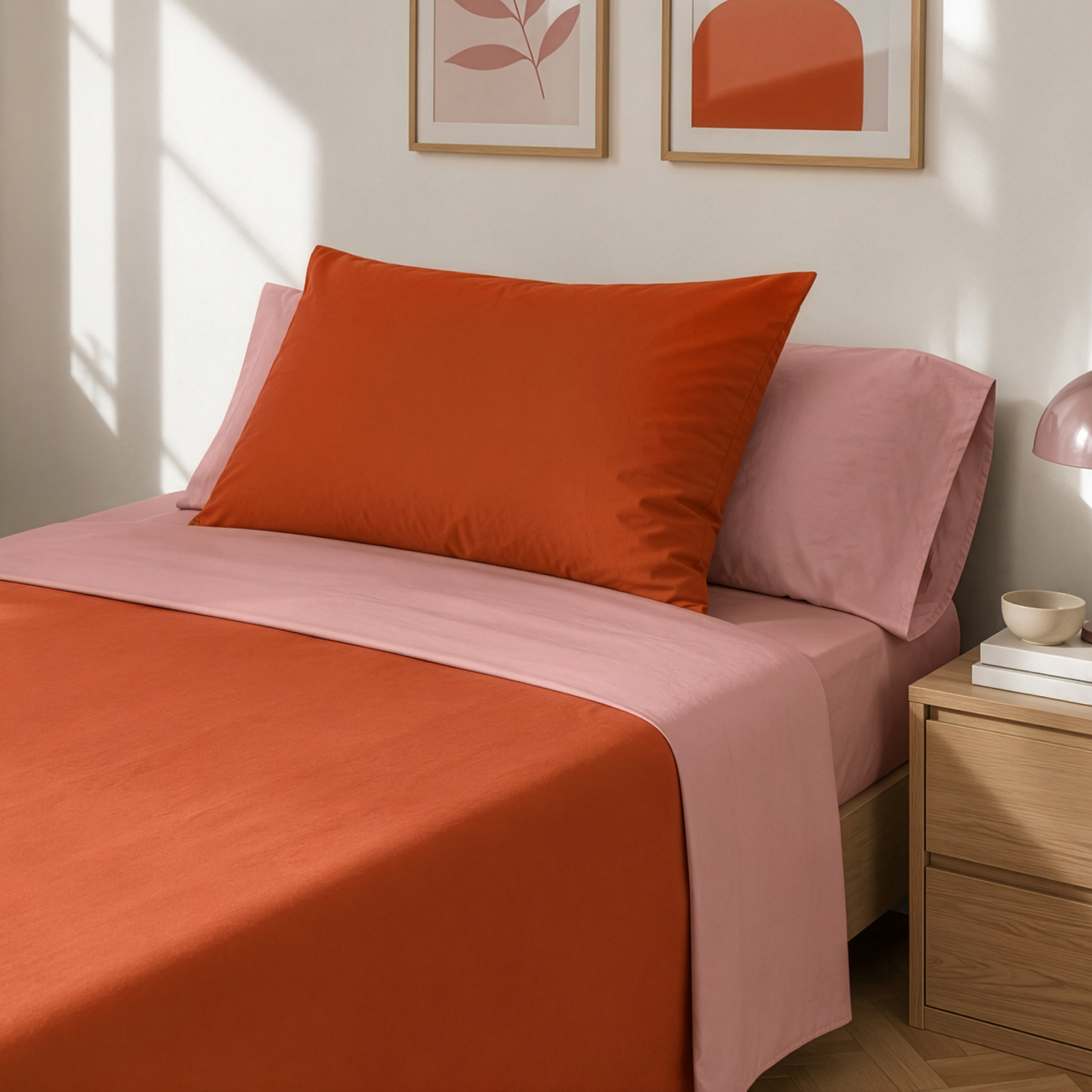 Completo letto 1 piazza e mezza manopesca marrone bicolore