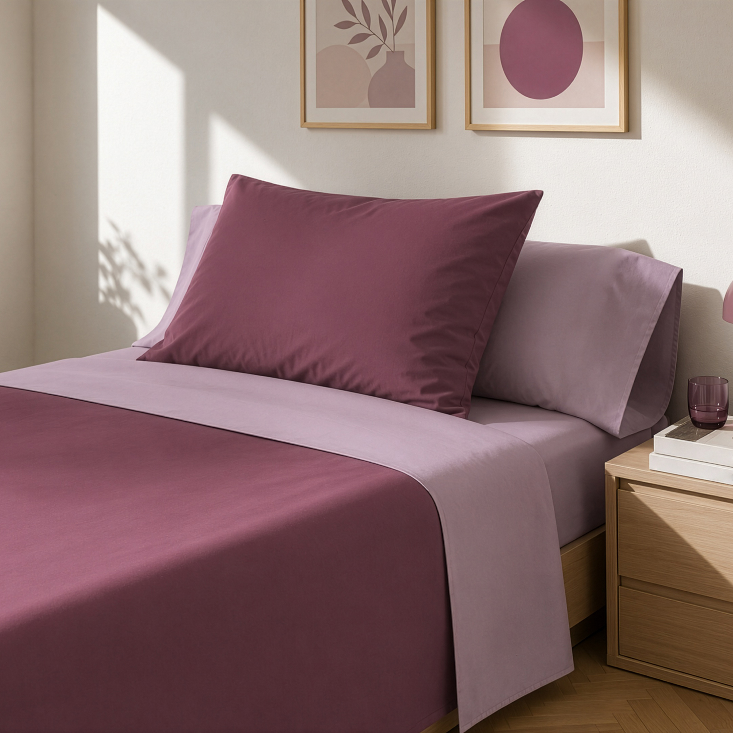 Completo letto 1 piazza e mezza manopesca burgundy bicolore