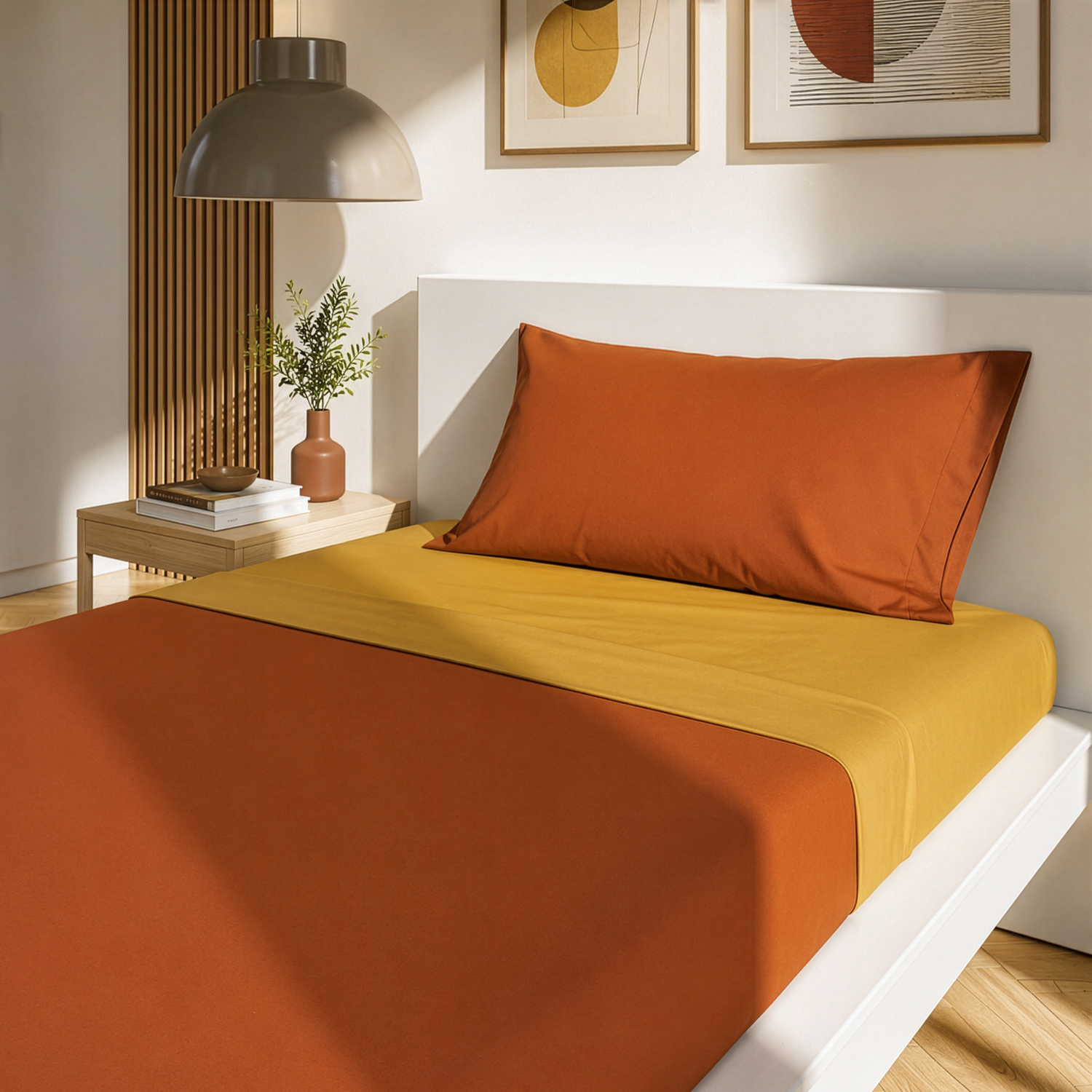 Completo letto singolo manopesca ruggine bicolore