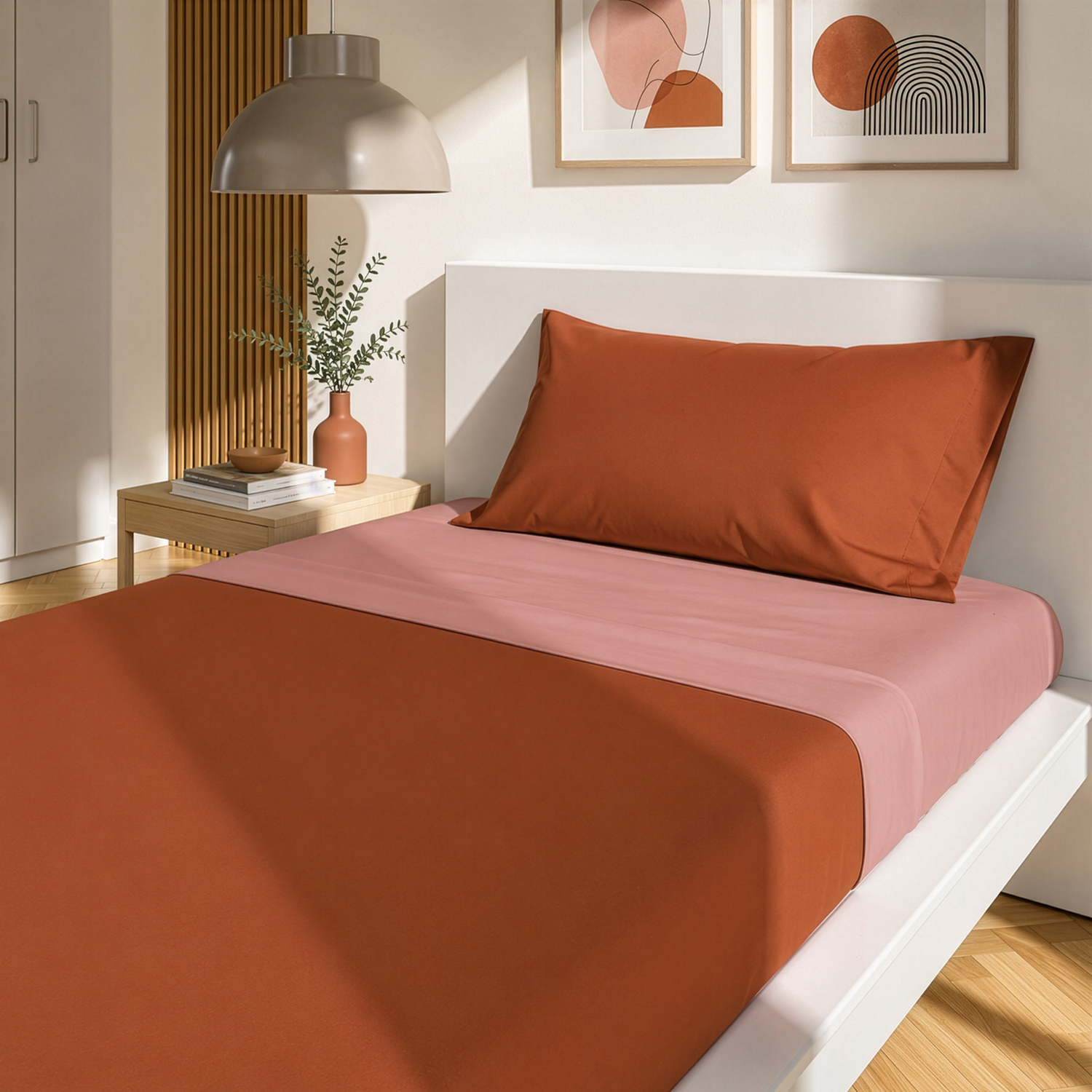Completo letto singolo manopesca marrone bicolore