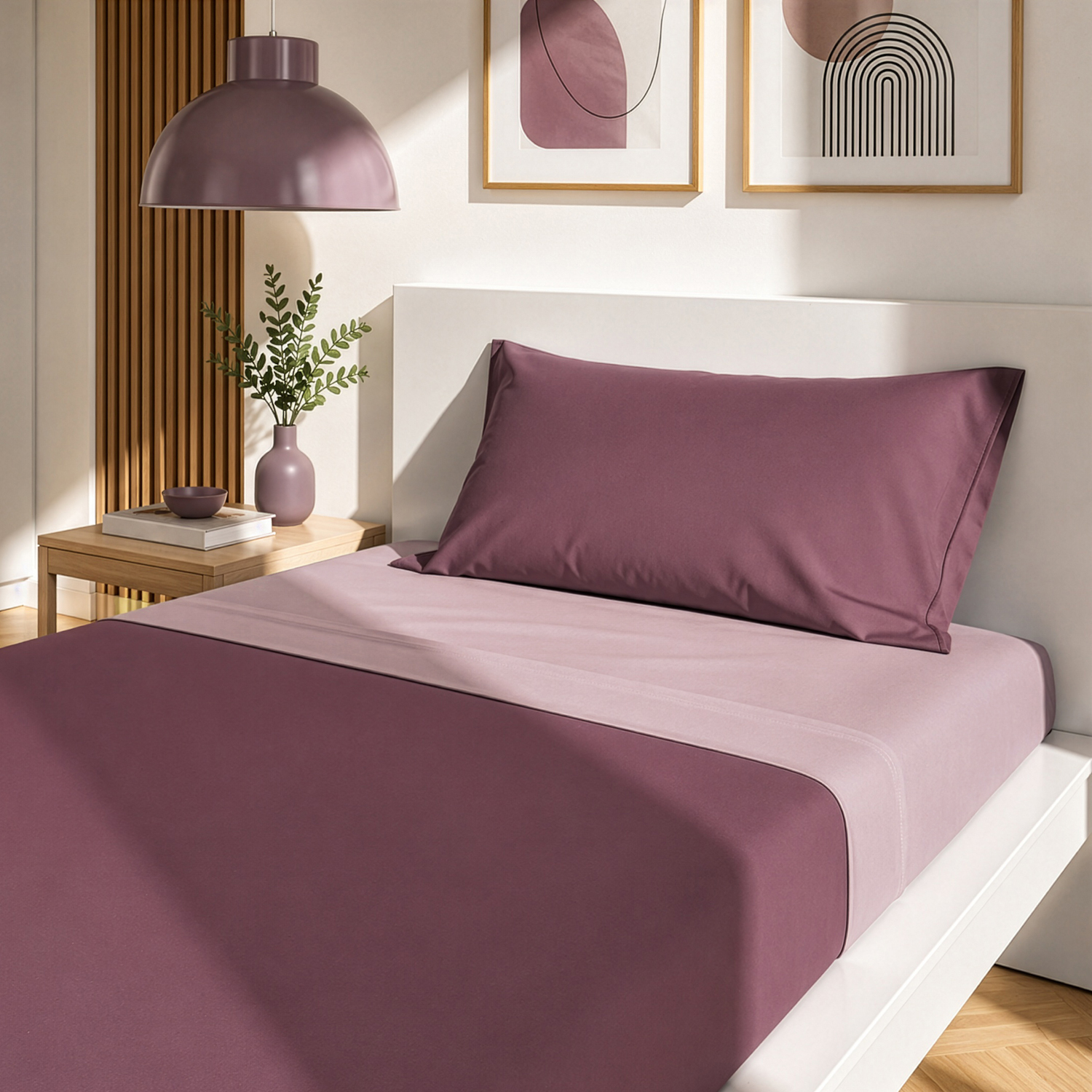 Completo letto singolo manopesca burgundy bicolore