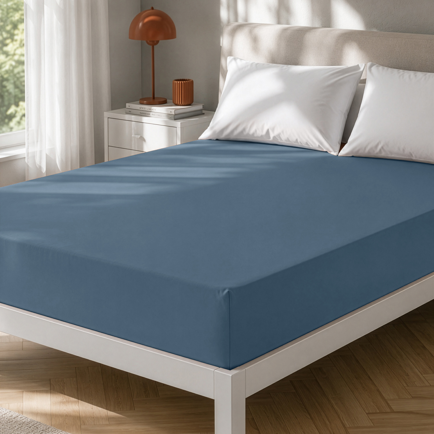Lenzuolo con angoli matrimoniale manopesca blu