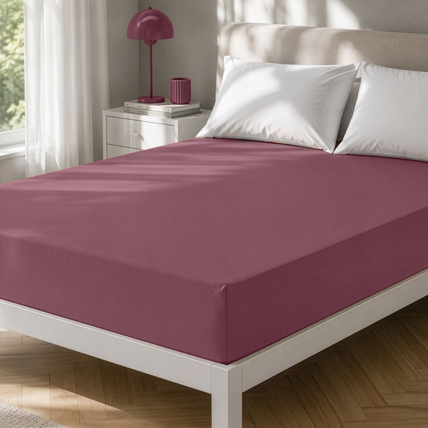 Lenzuolo con angoli matrimoniale manopesca burgundy