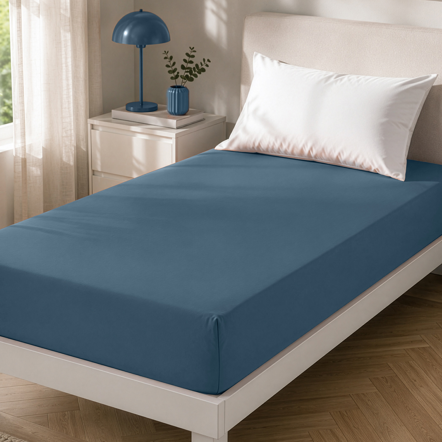 Lenzuolo con angoli singolo manopesca blu