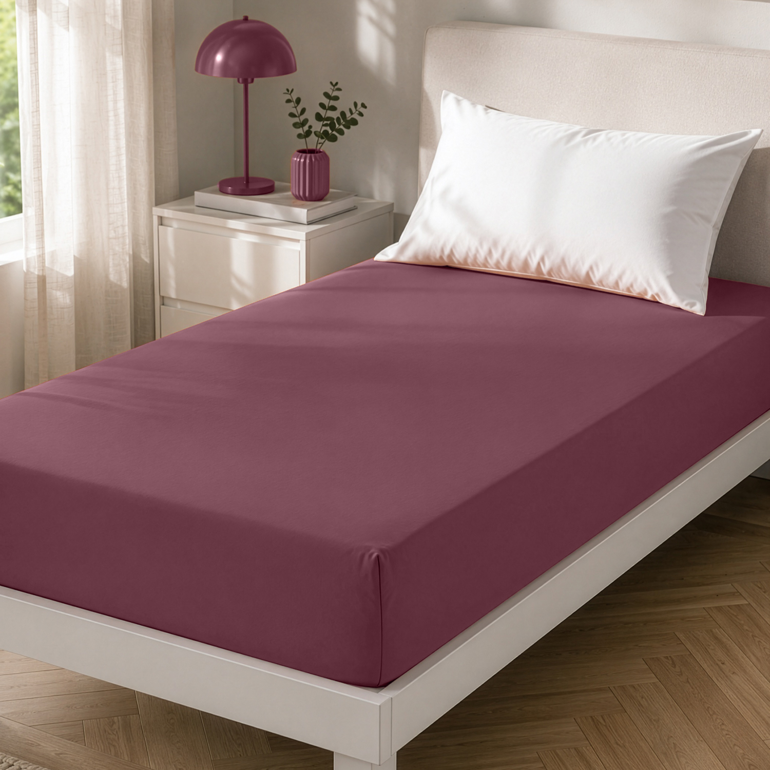 Lenzuolo con angoli singolo manopesca burgundy