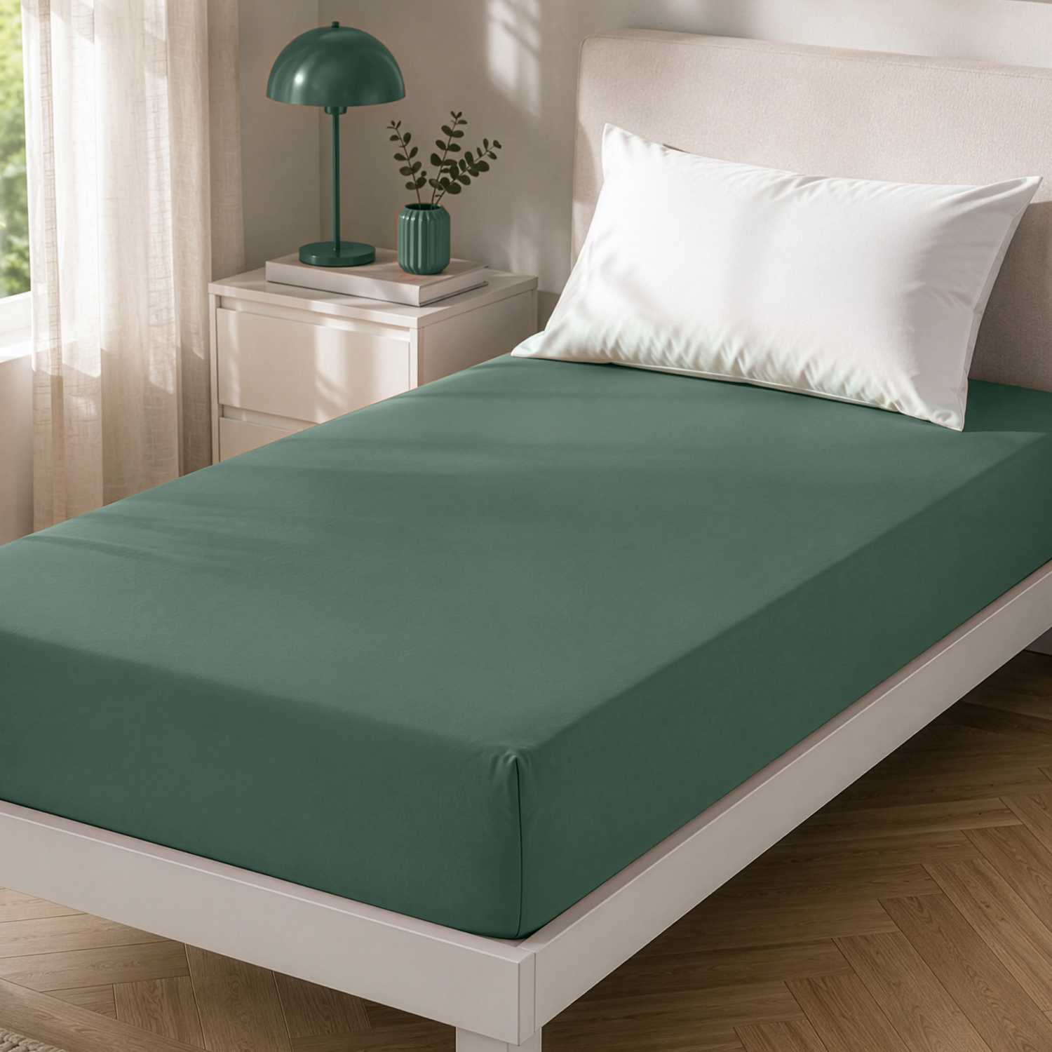Lenzuolo con angoli singolo manopesca verde