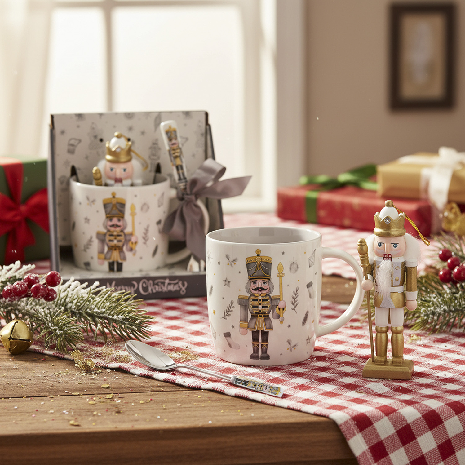 Set tazza, cucchiaino e Schiaccianoci oro