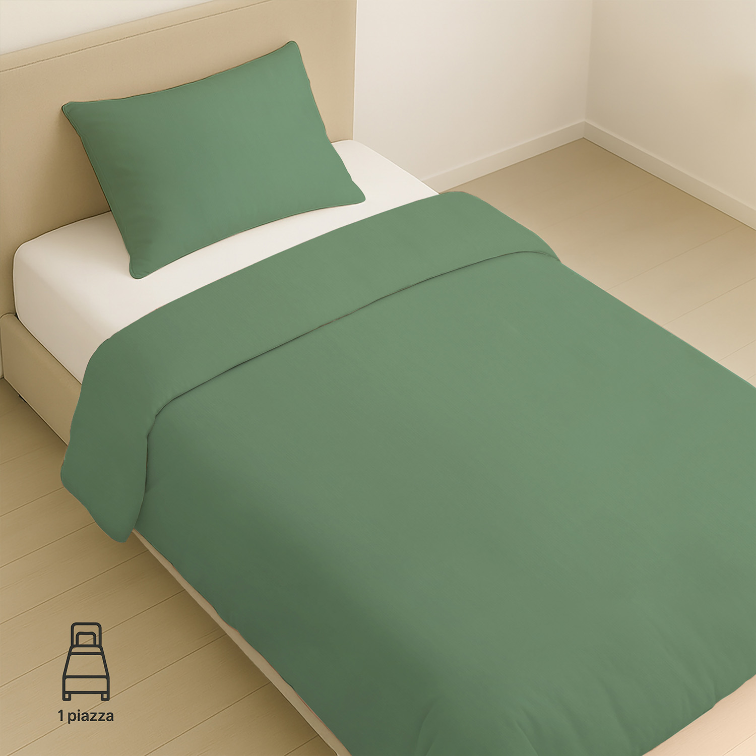 Parure copripiumino singolo verde Jersey melange