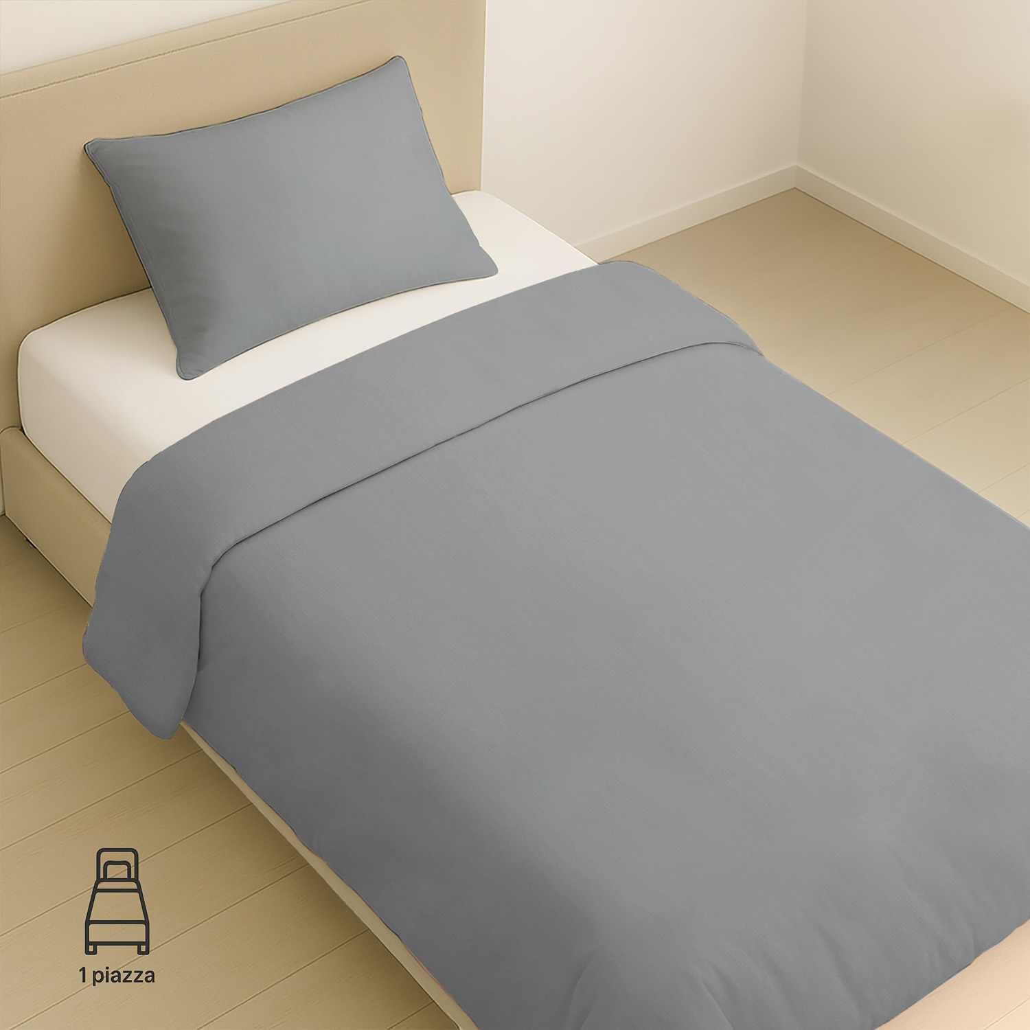 Parure copripiumino singolo grigio Jersey melange