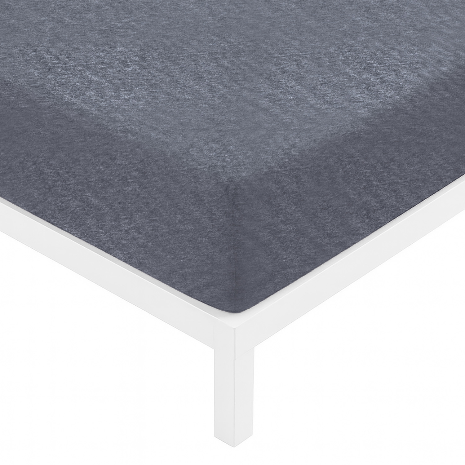 Lenzuolo singolo con angoli jersey melange blu