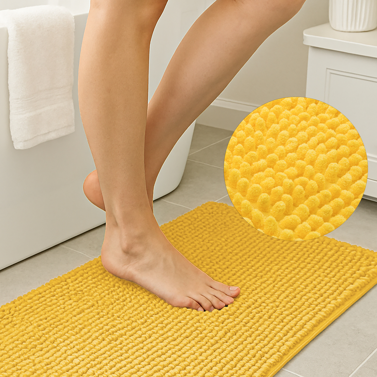 Tappeto Bagno Ricciolo Giallo 60x110 cm