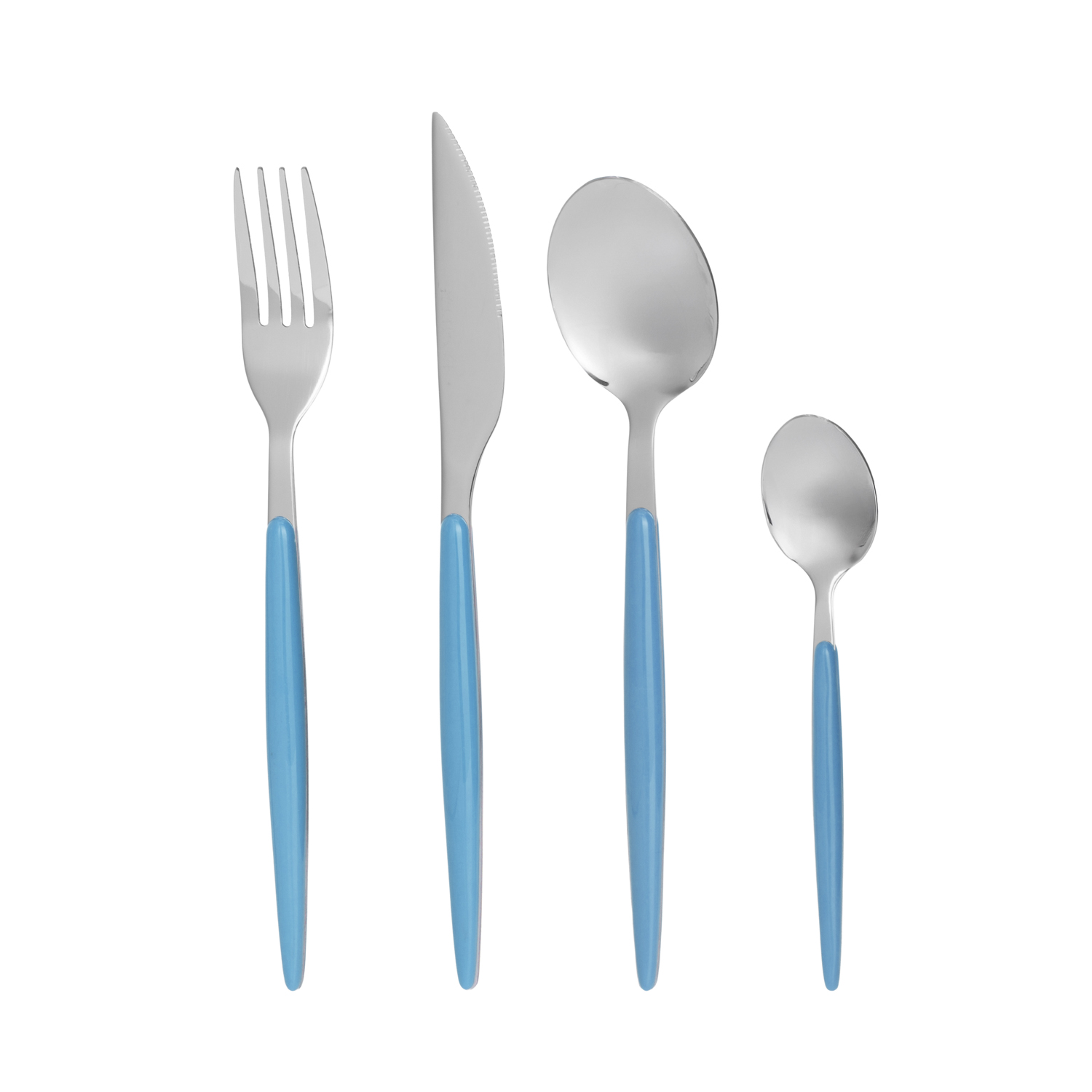 Set 16 posate acciaio manico azzurro Oretha