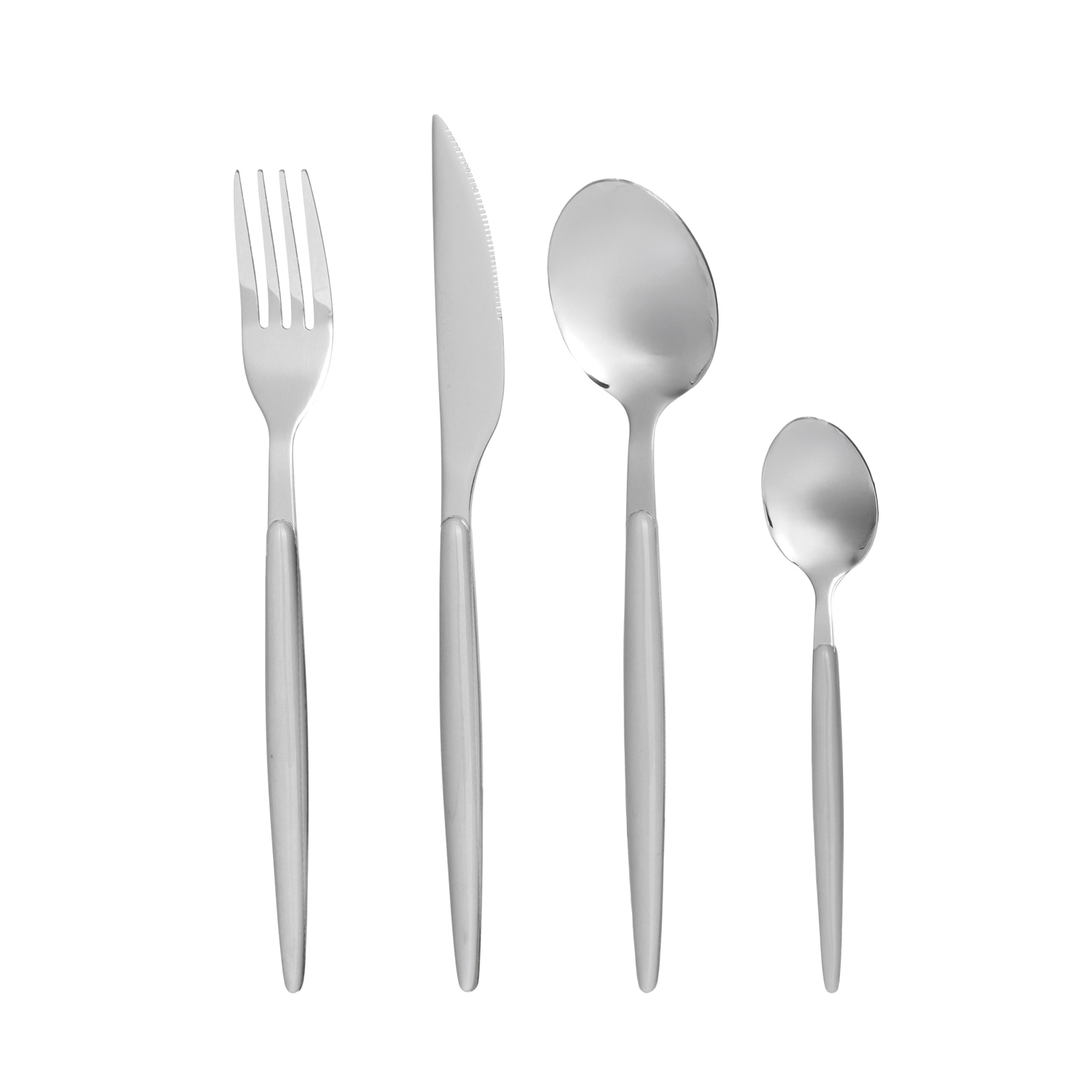 Set 16 posate acciaio manico grigio Oretha