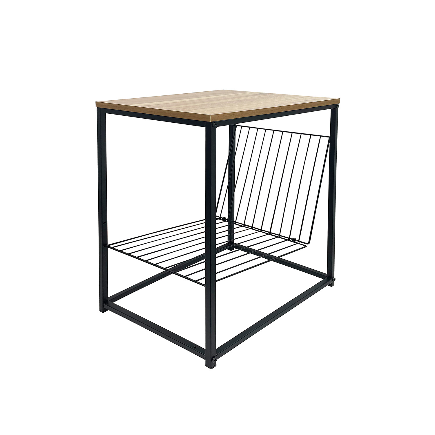 Tavolino portariviste con piano legno 40x57,5x30 cm