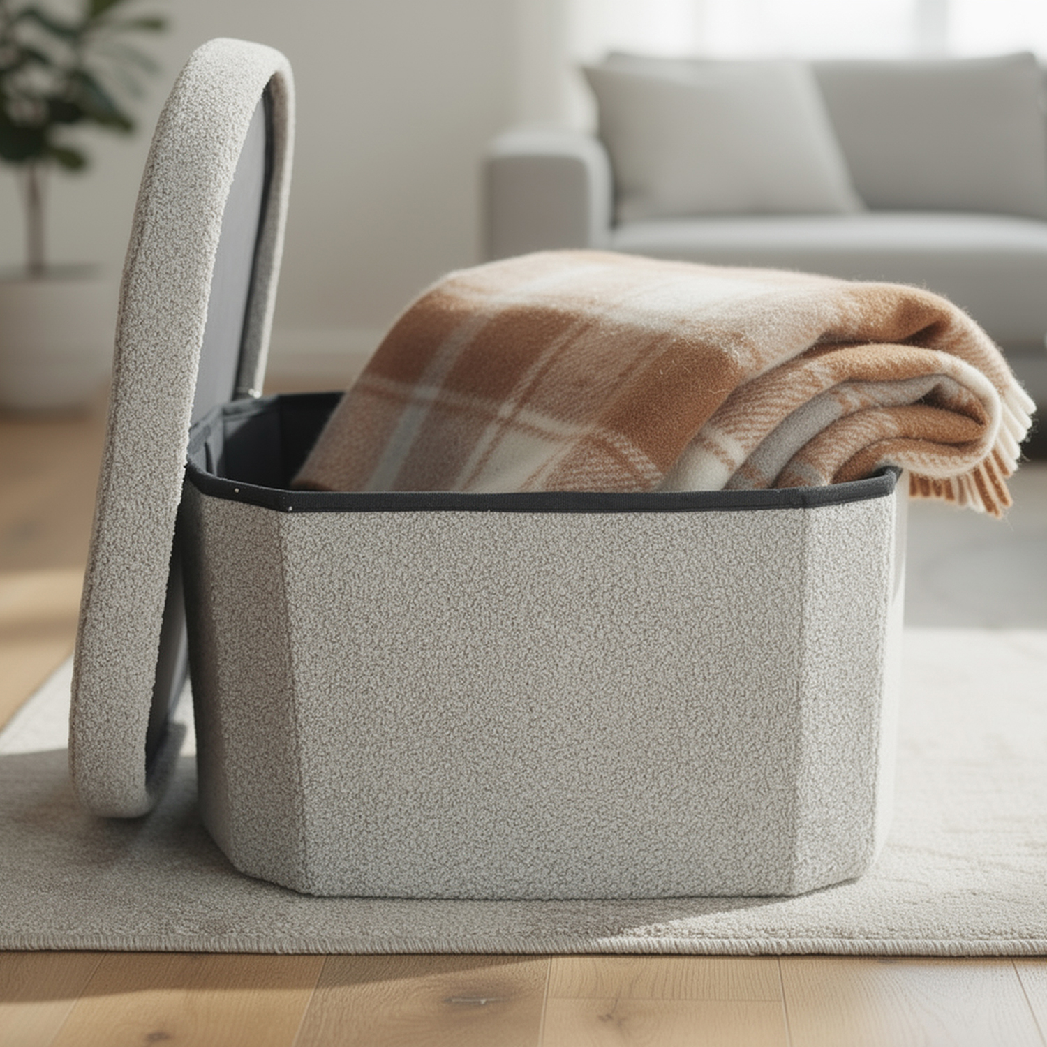 Cassapanca contenitore ovale 71x40x40 cm bianca