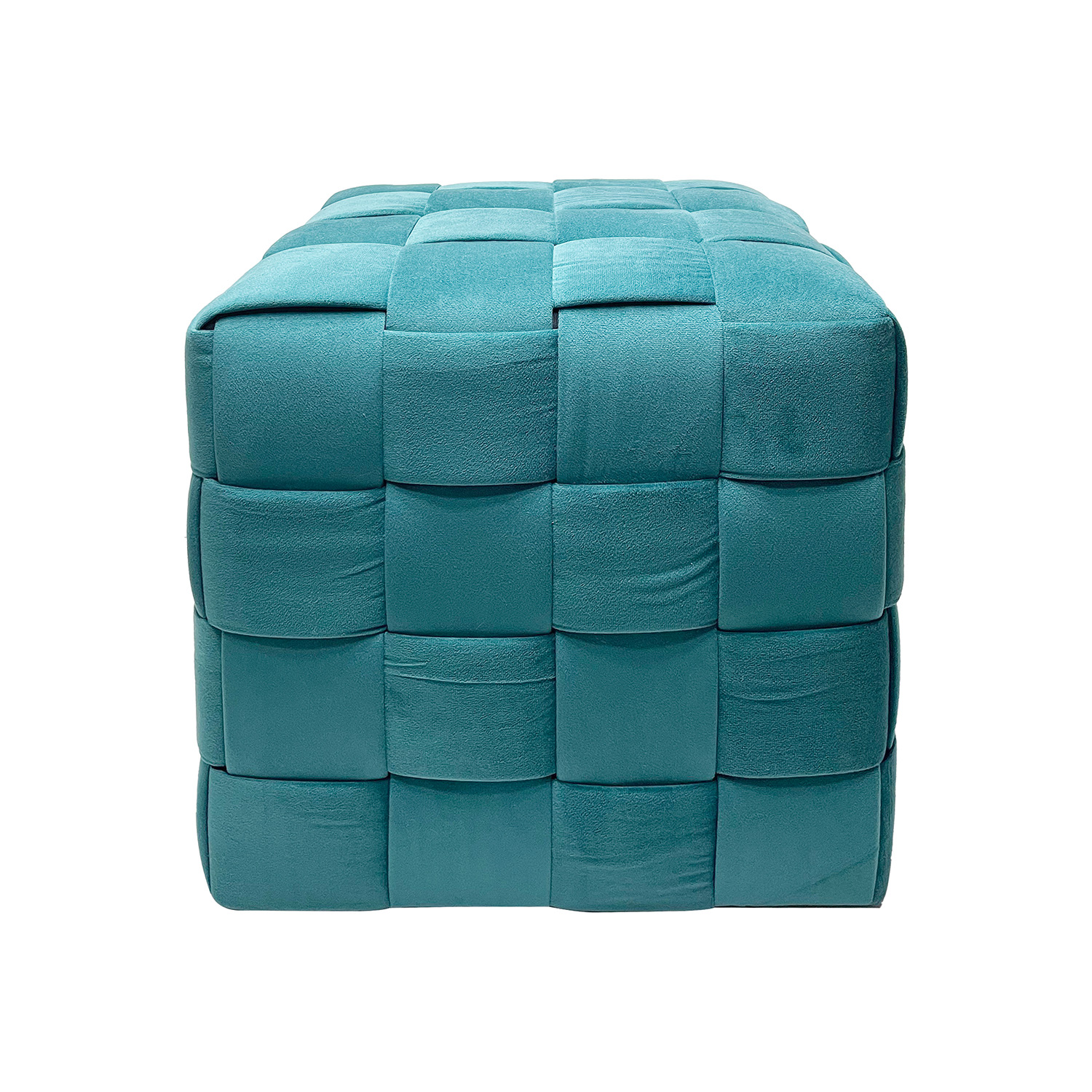 Pouf cubo intrecciato velluto verde 41 cm