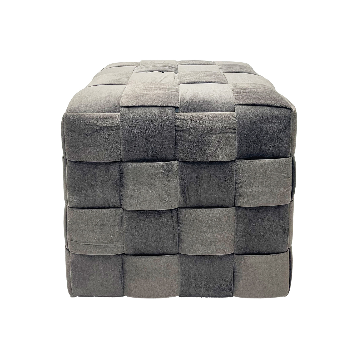 Pouf cubo intrecciato velluto marrone 41 cm