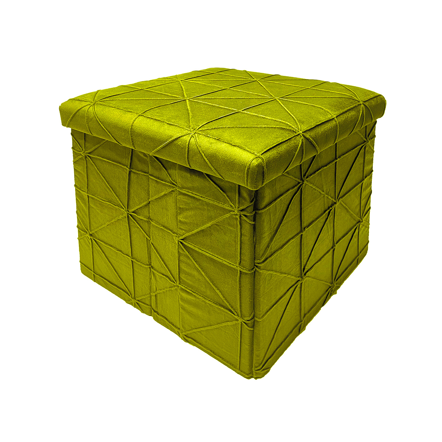 Pouf pieghevole quadrato verde velluto 38 cm