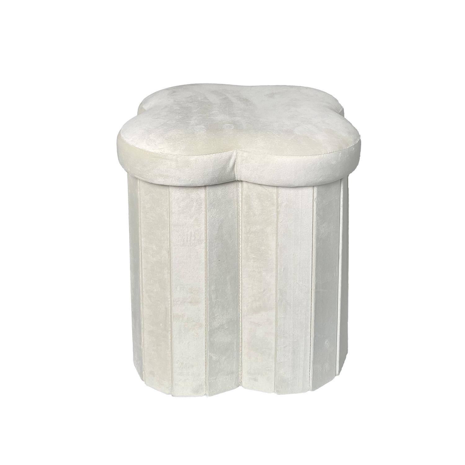 Pouf pieghevole fiore crema velluto 40 cm