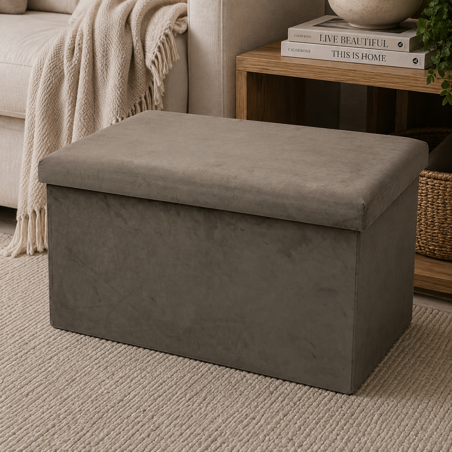 Cassapanca pieghevole velluto marrone 40x71 cm