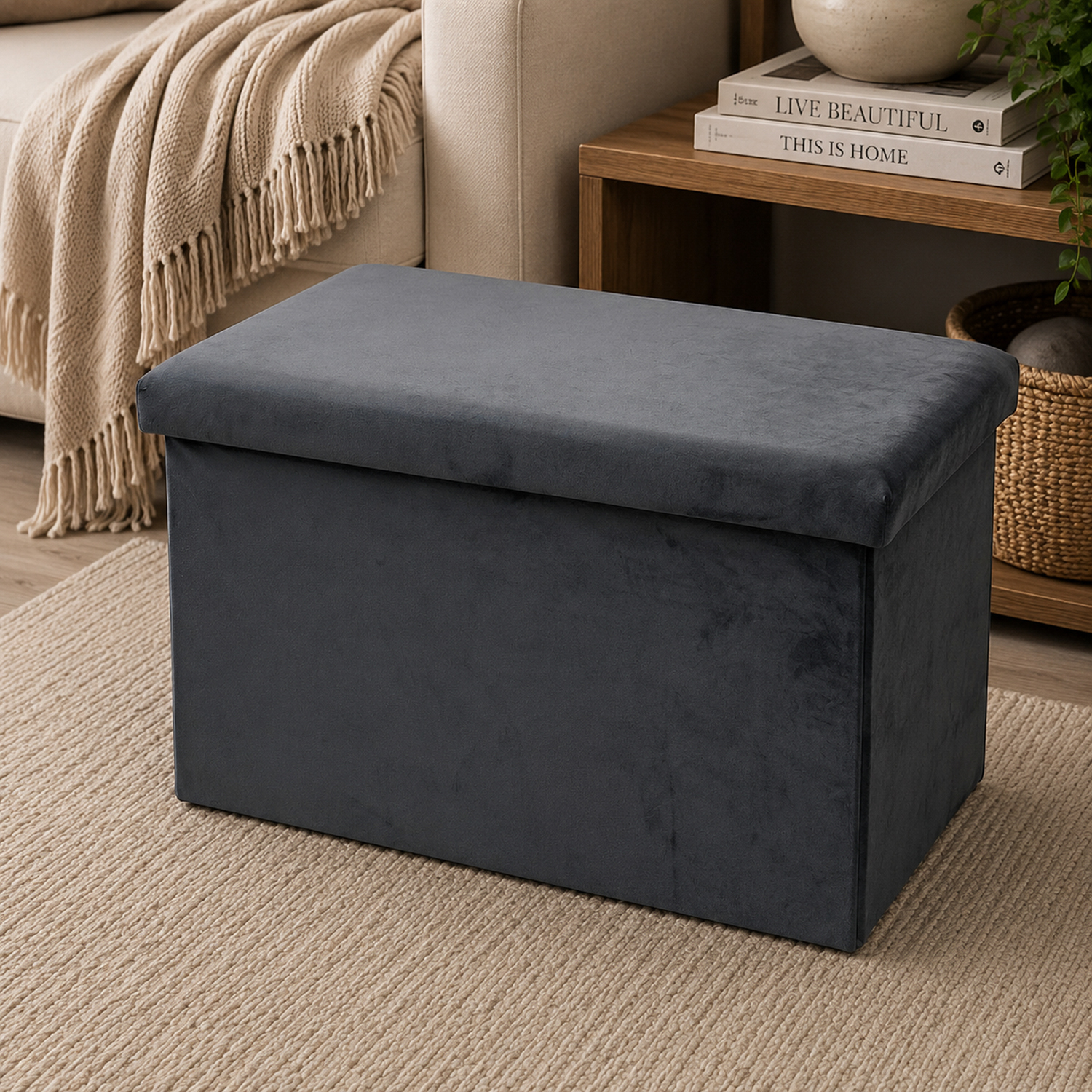 Cassapanca pieghevole velluto grigio 40x71 cm