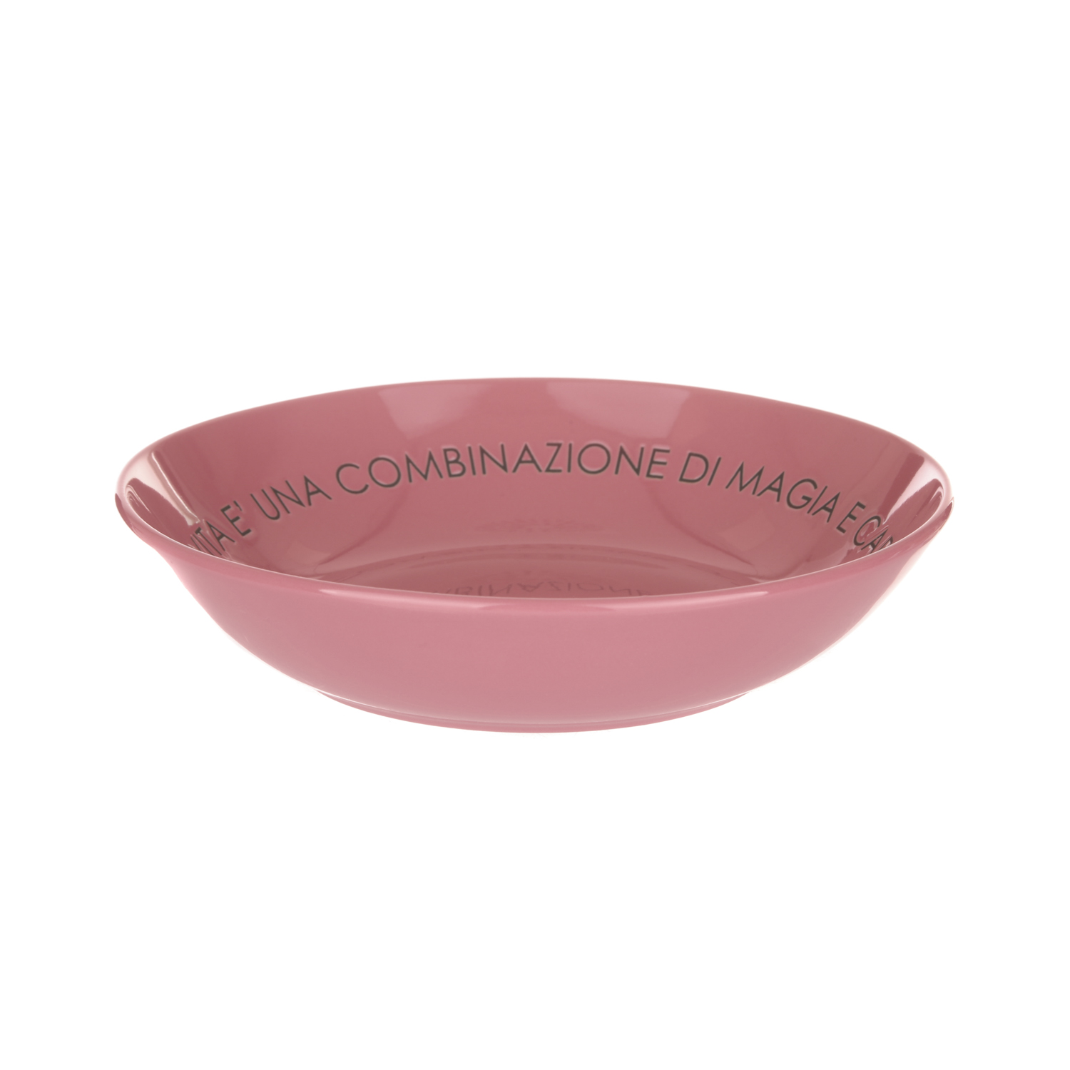 Piatto fondo malva con scritta 20 cm in stoneware