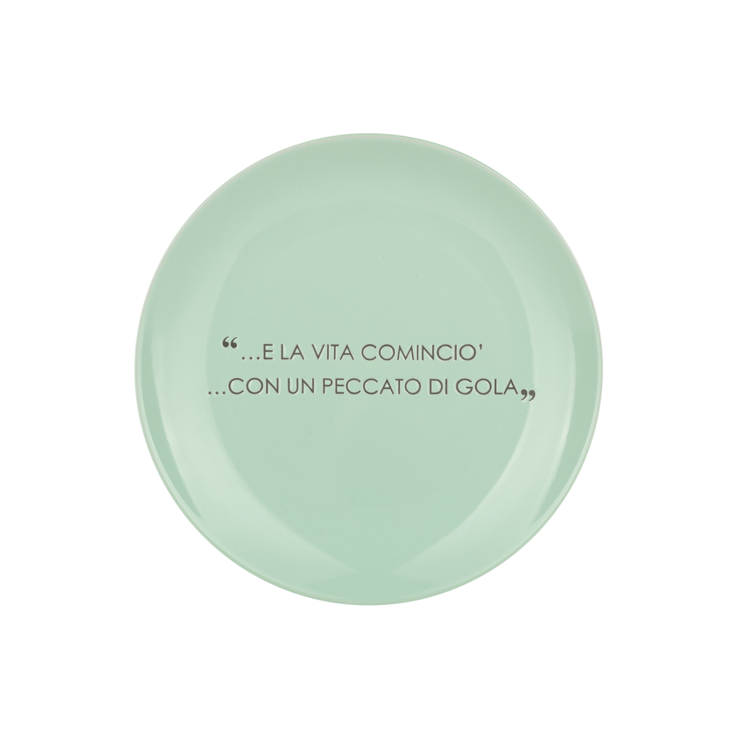 Piatto frutta salvia con scritta 19,5 cm in stoneware