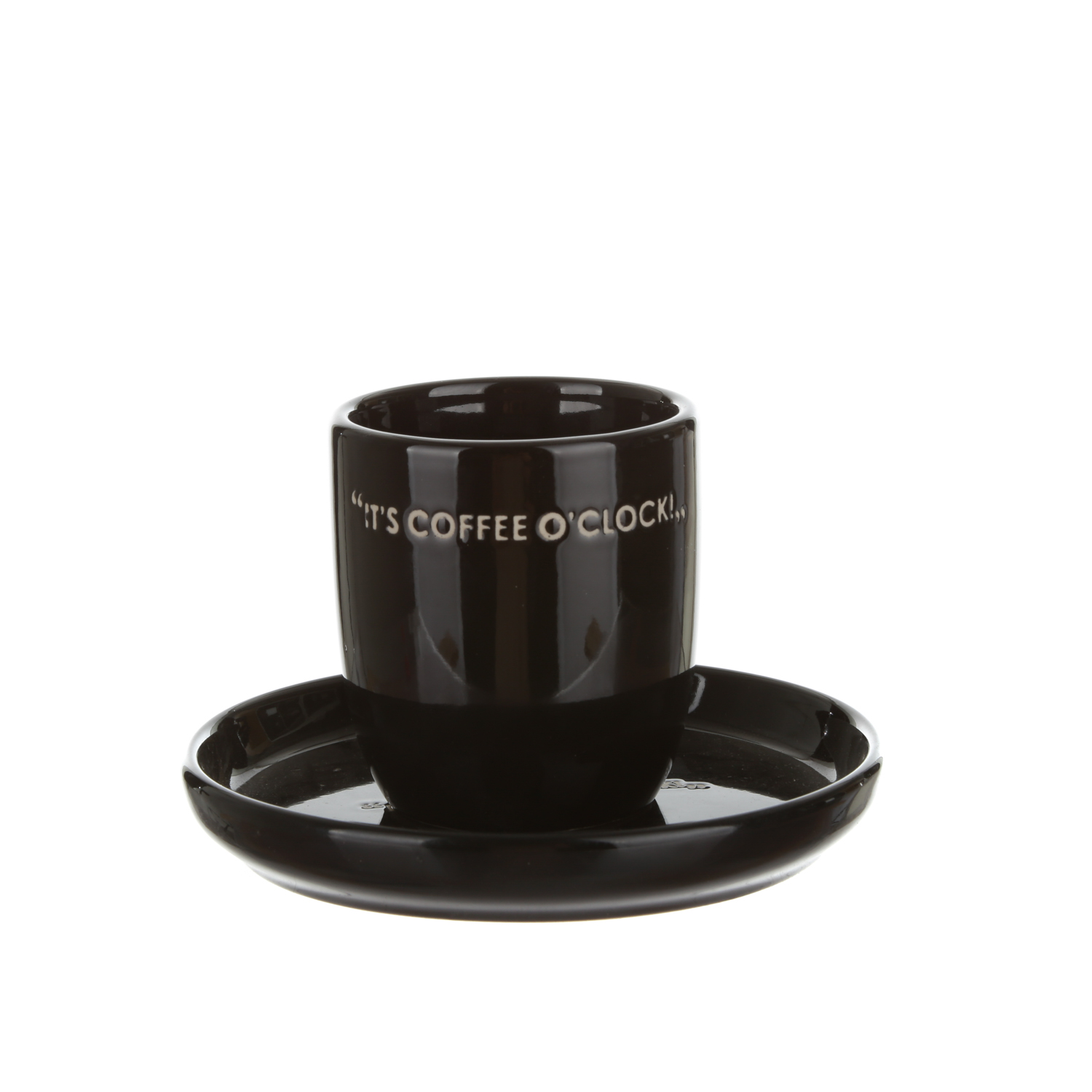 Tazzina caffè con piattino nero con scritta 135 ml...