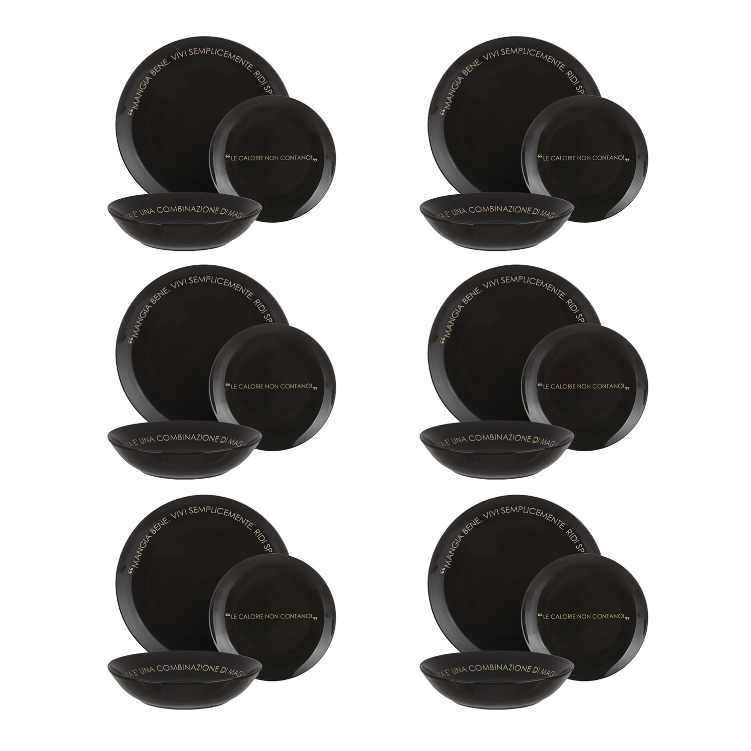 Servizio 18 piatti ceramica nero Quotes