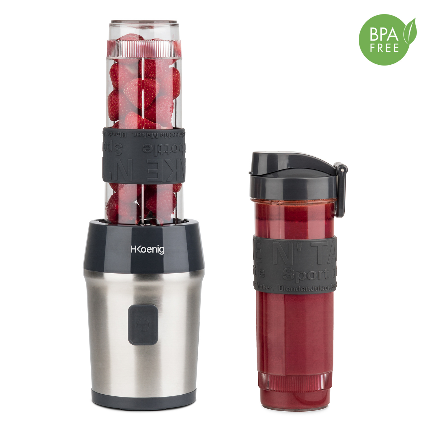 H.koenig Frullatore Portatile Grigio Smoo9 Con 2 Borracce No Colore
