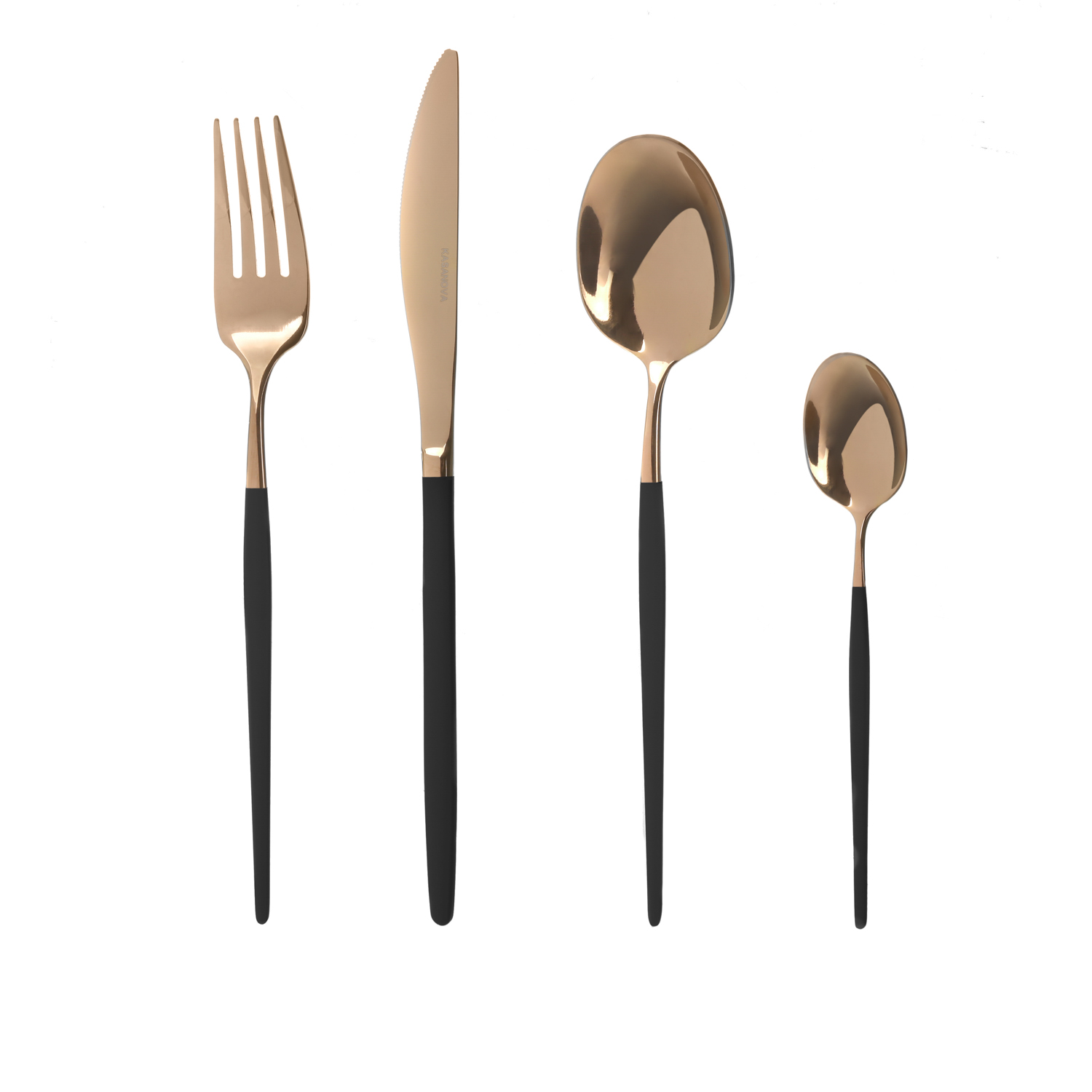 Set 24 posate bordeaux e champagne Luxy acciaio inox