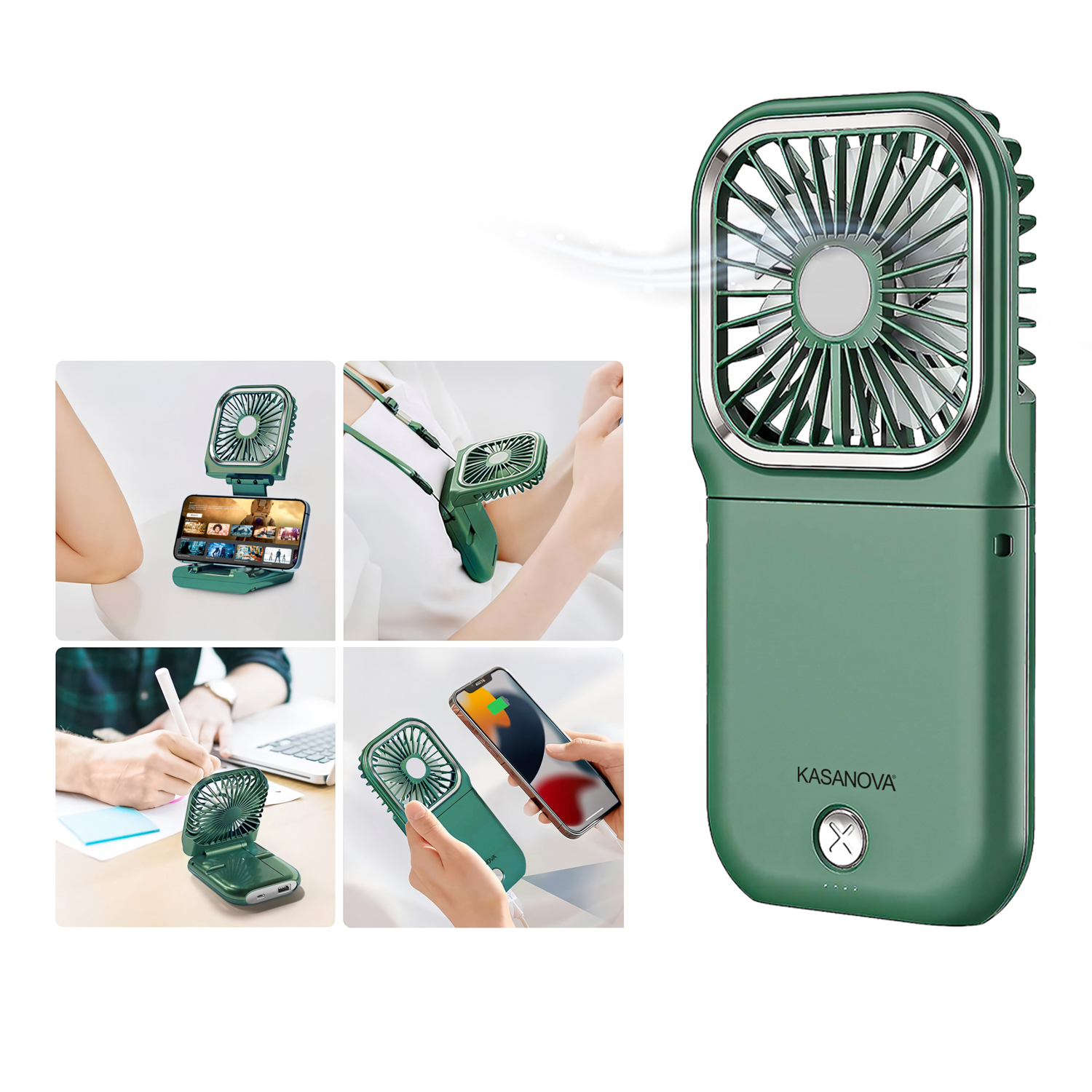 Kasanova Ventilatore Portatile E Powerbank Verde No Colore