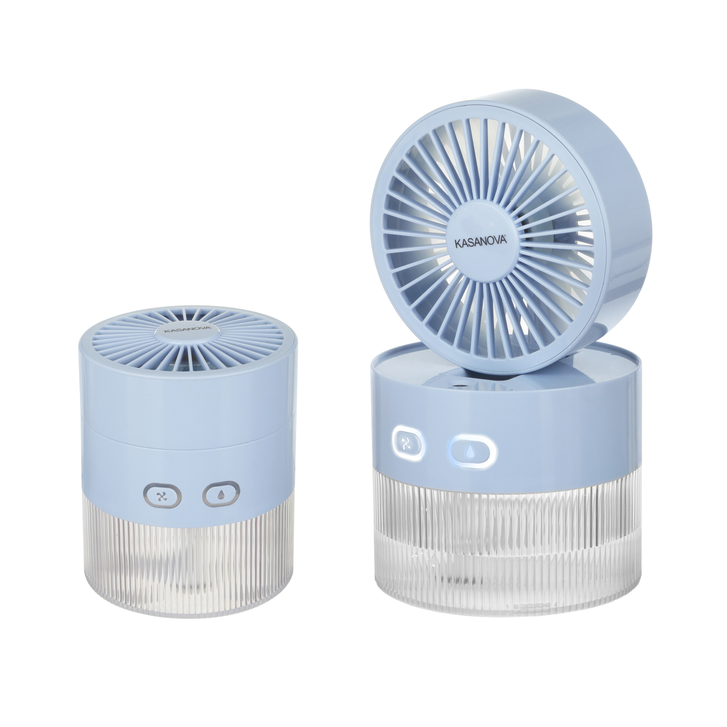 Ventilatore portatile con nebulizzatore azzurro