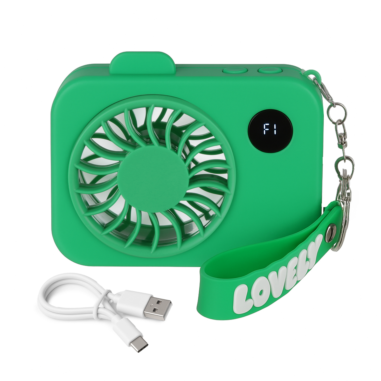 Mini ventilatore portatile verde macchina fotografica