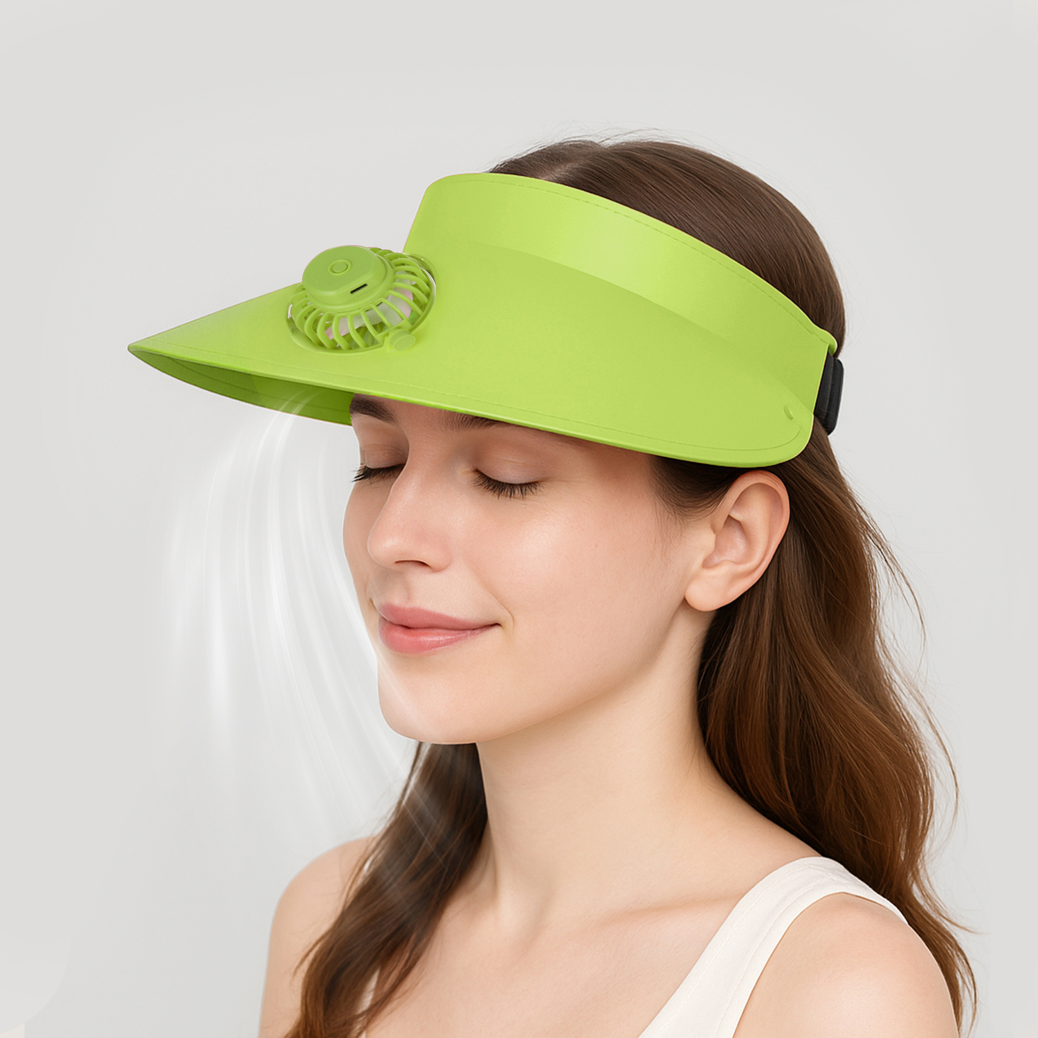 Visiera regolabile con ventilatore verde lime