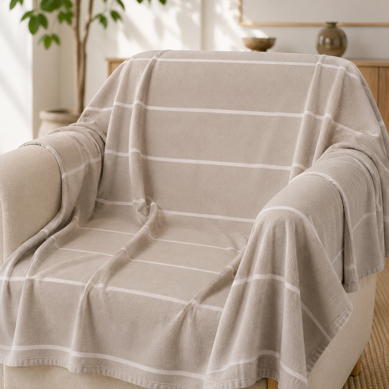 Telo copritutto 170x250 cm beige righe