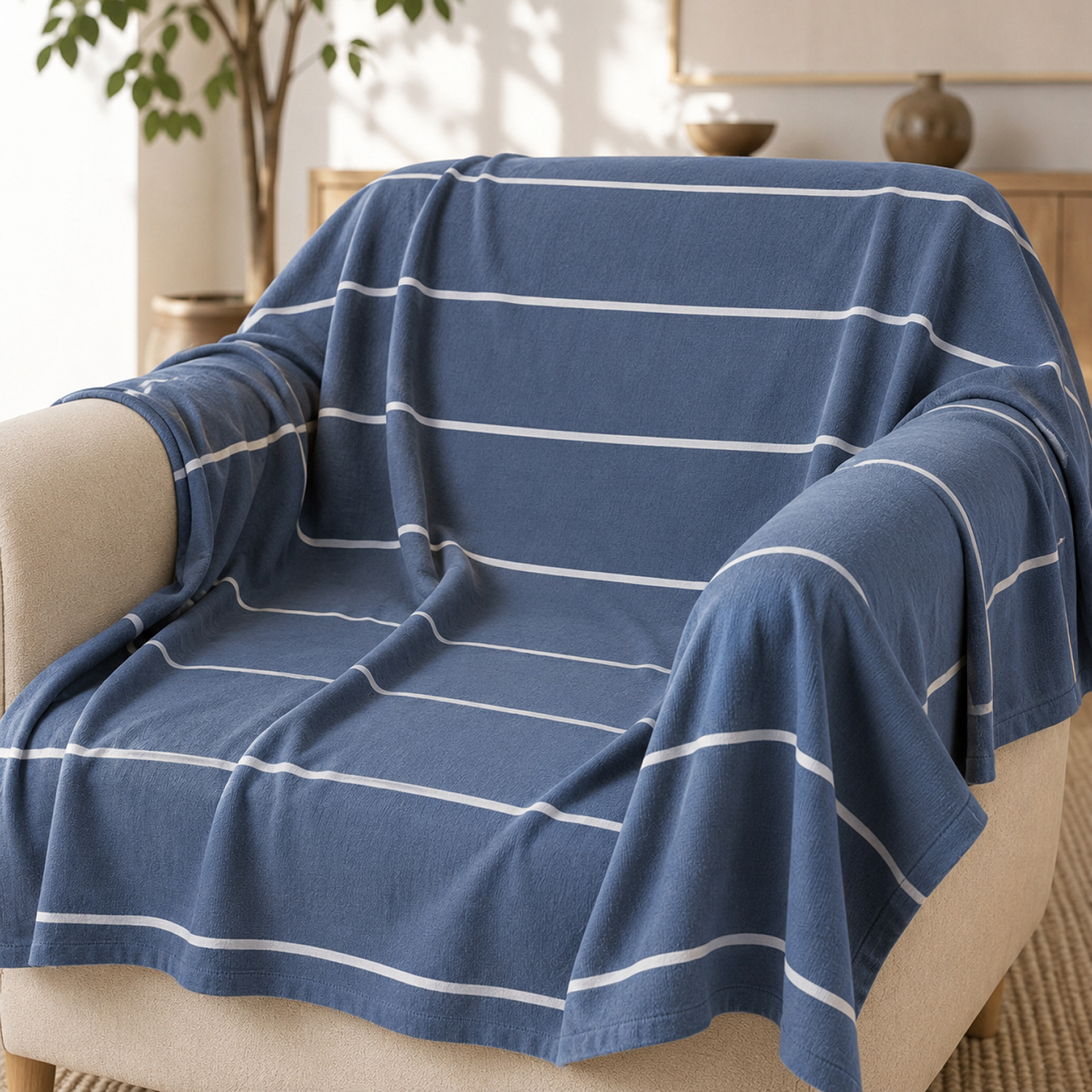 Telo copritutto 170x250 cm blu righe