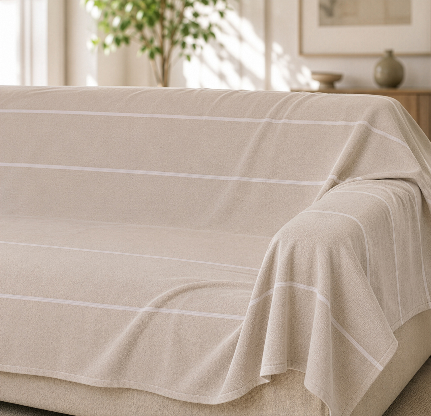 Telo copritutto 260x250 cm beige righe
