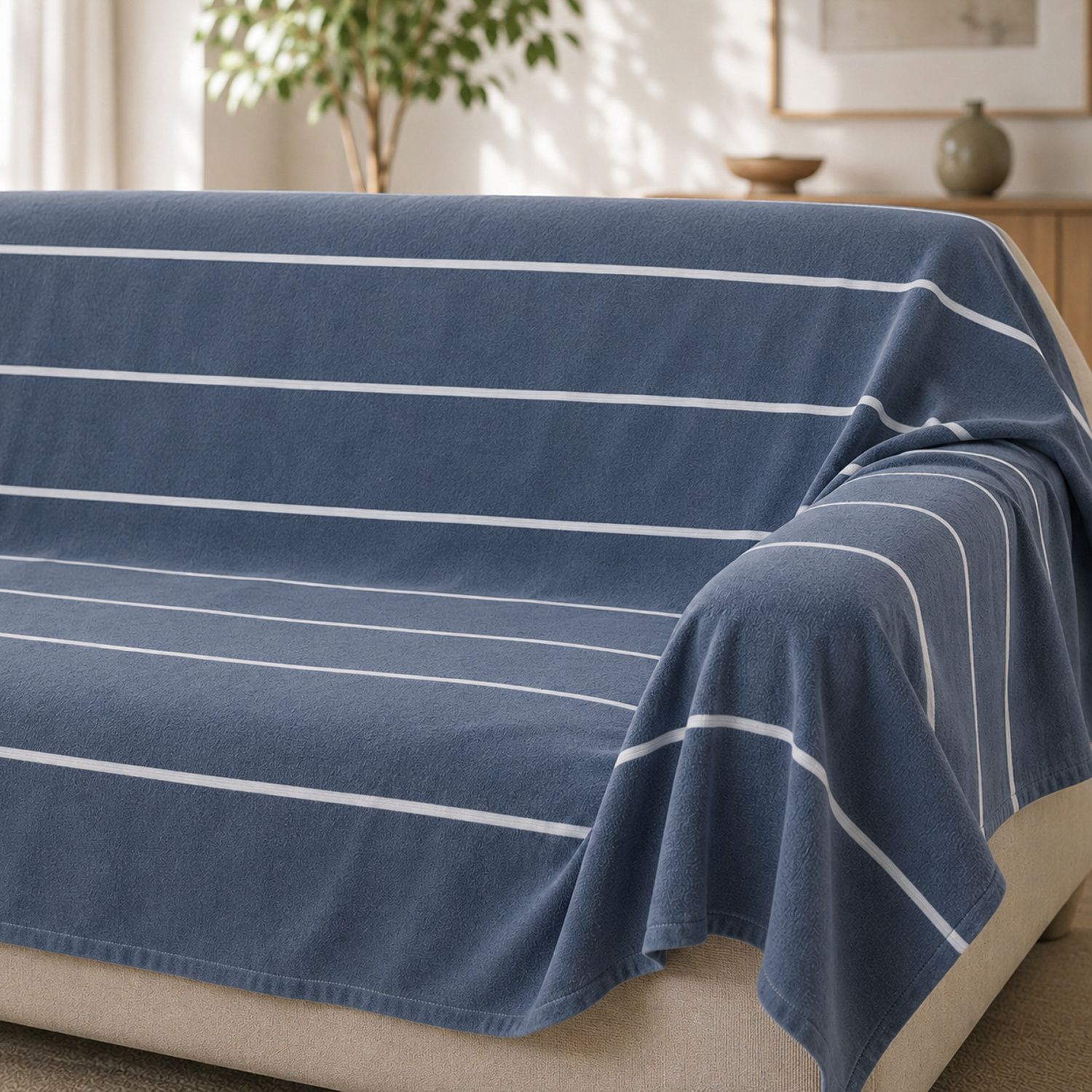 Telo copritutto 260x250 cm blu righe