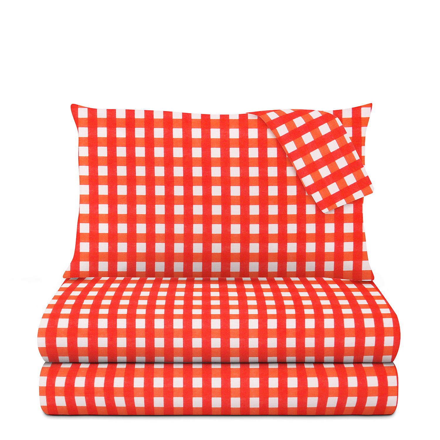 Completo letto matrimoniale quadretti corallo