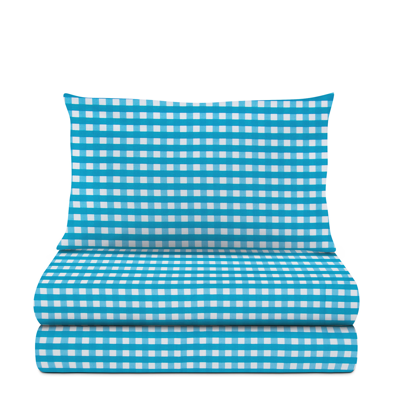 Completo letto singolo quadretti azzurri